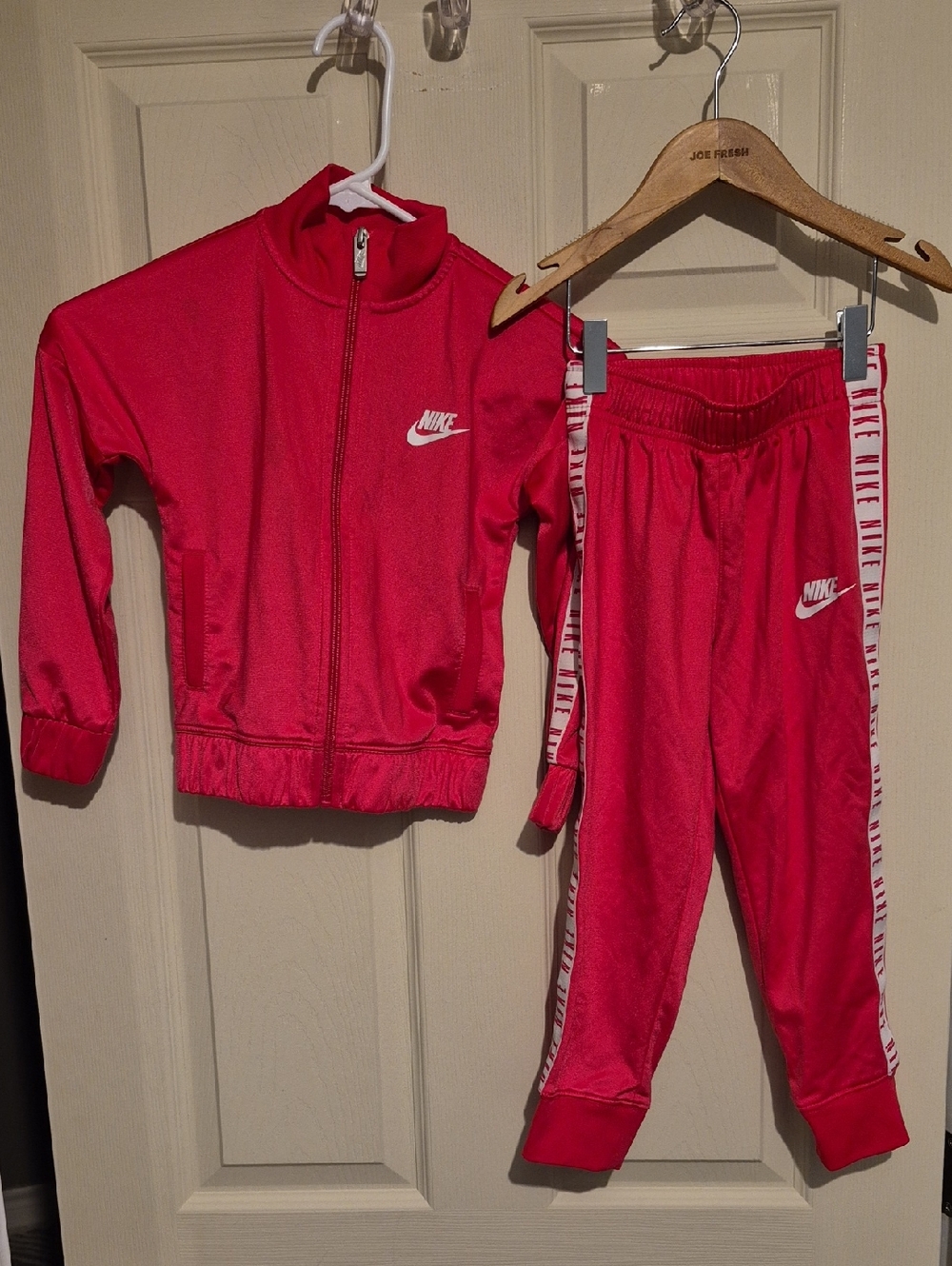 Nike Full Zip Track Suit, Hot Pink & White, Size 4-5T
